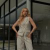 SET CHALECO CON PANTALON DE LINO
