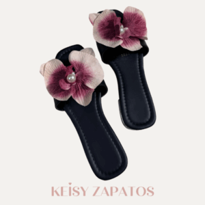 SANDALIAS DE FLOR NEGRAS
